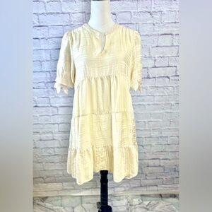 &merci Cream Tiered Babydoll Mini Dress – Large‎ Dress has Pockets Pre-Owned